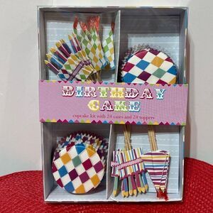 Meri go Round Birthday Cupcake Liners and Toppers set of 48 NWT